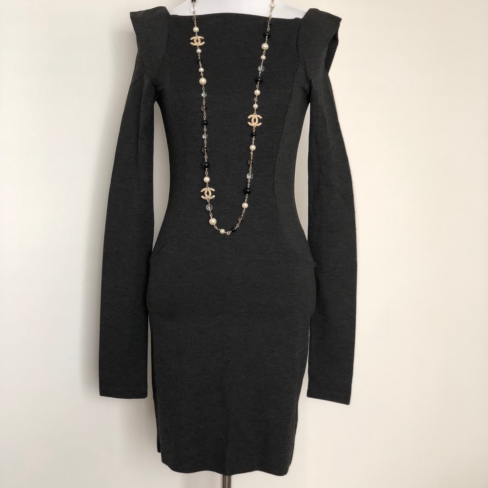 French Connection midi dress with bold shoulders
